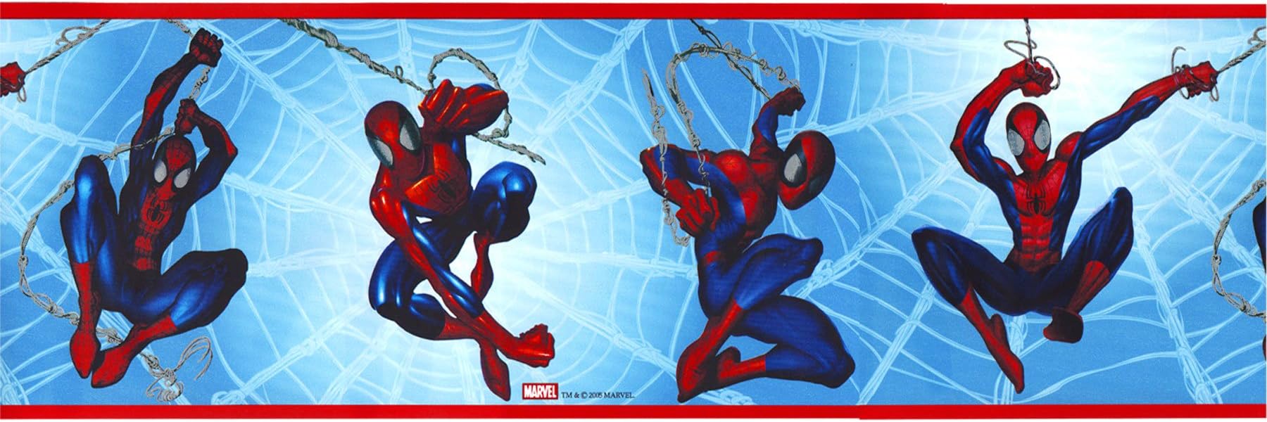 Spiderman Wallpaper Border - Marvel Comics Blue Prepasted Wall Border