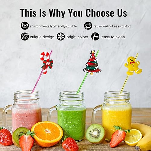 Miniatura 5 de 24 regalos de fiesta de Navidad, pajitas de Navidad, regalos de aula, regalos para niños y adultos, suministros de fiesta de Navidad con 2 cepillos