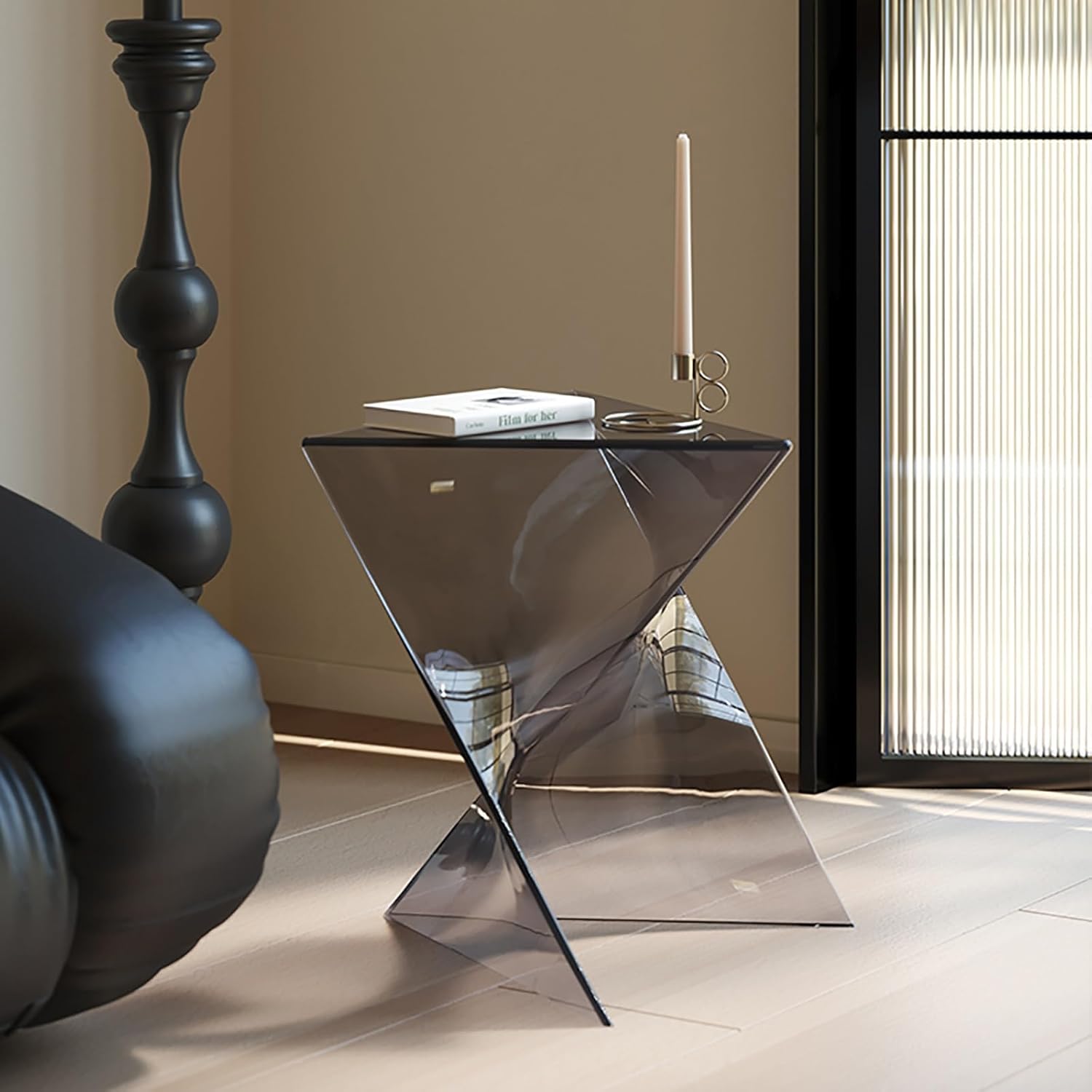 Amazon｜アクリルサイドテーブル/エンドテーブル、ソファサイドスナックテーブル、リビングルーム、ベッドルーム、バスルーム用のモダンな