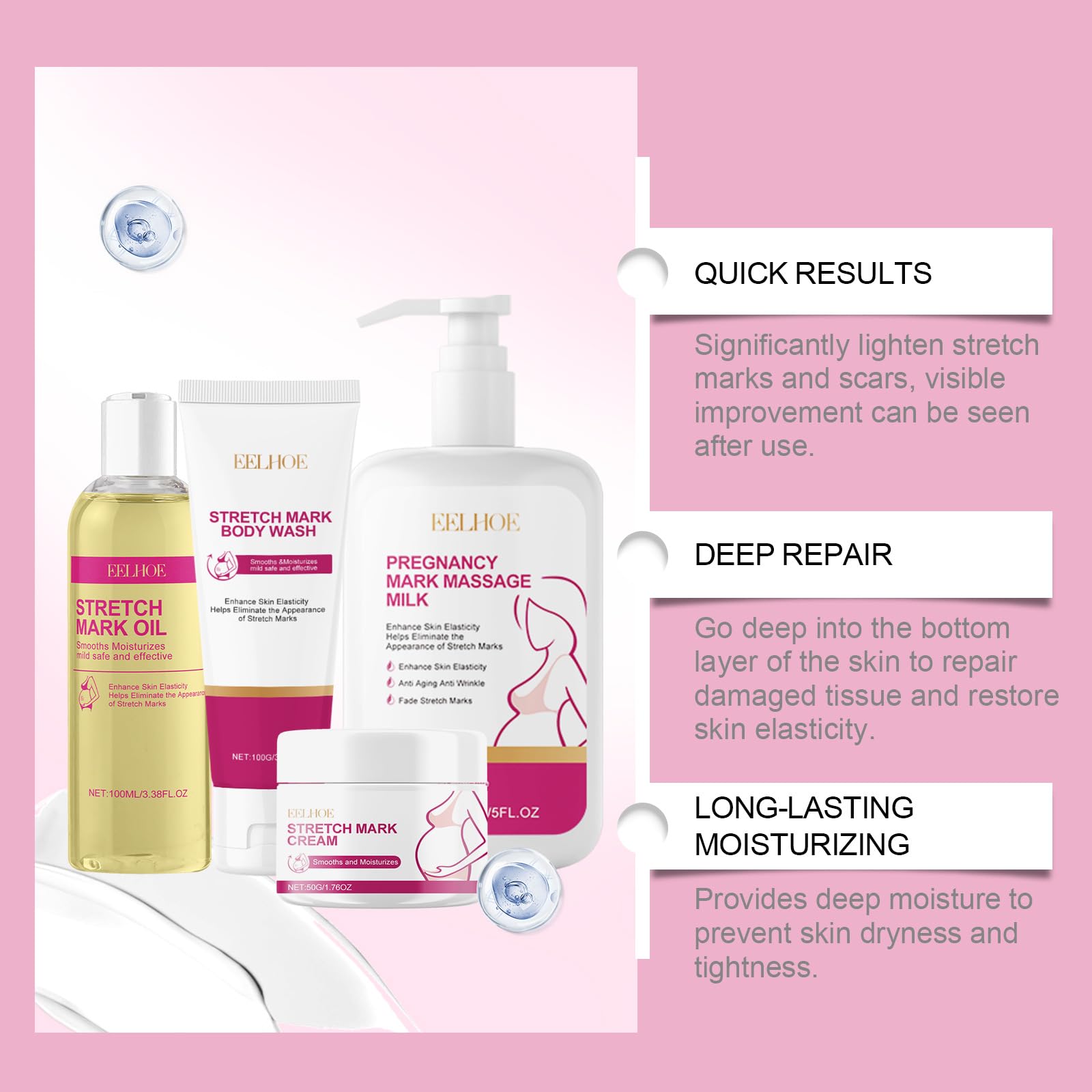 Pregnancy Skin Care Kit for Fine Marks and Scars Quick Results Mama Belly Deep Repair Cream with Vitamin E, Coconut Oil - Image 4