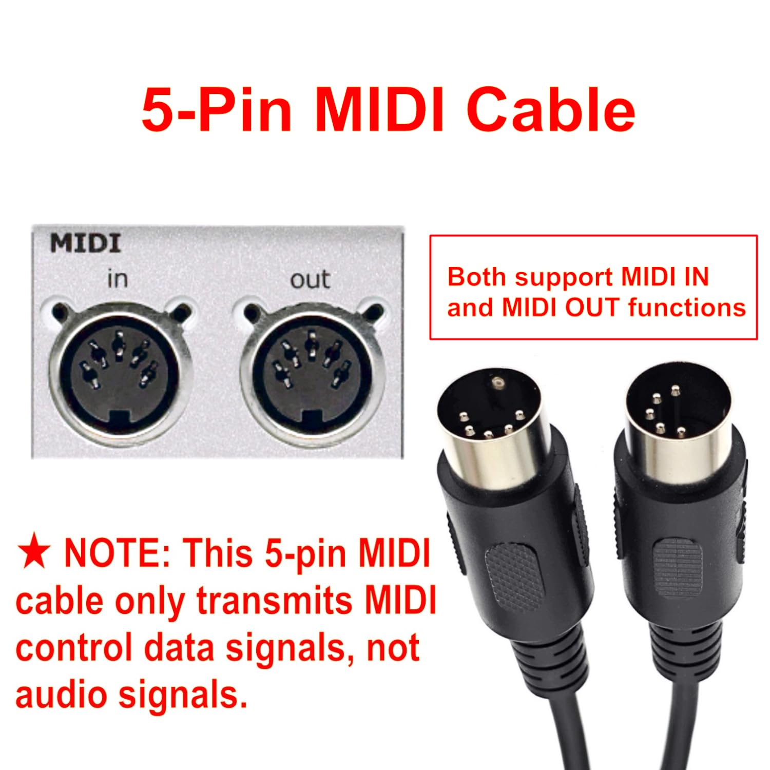 JZK 2M double-ended male to male 5-pin DIN to MIDI audio cable adapter connector cord for keyboard audio sampler - Image 4