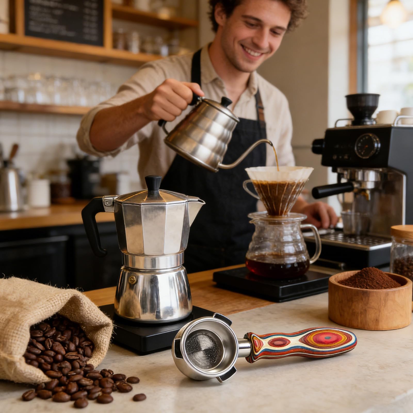 Portafiltro de Café 54mm de Diámetro con Precisión sin Fondo