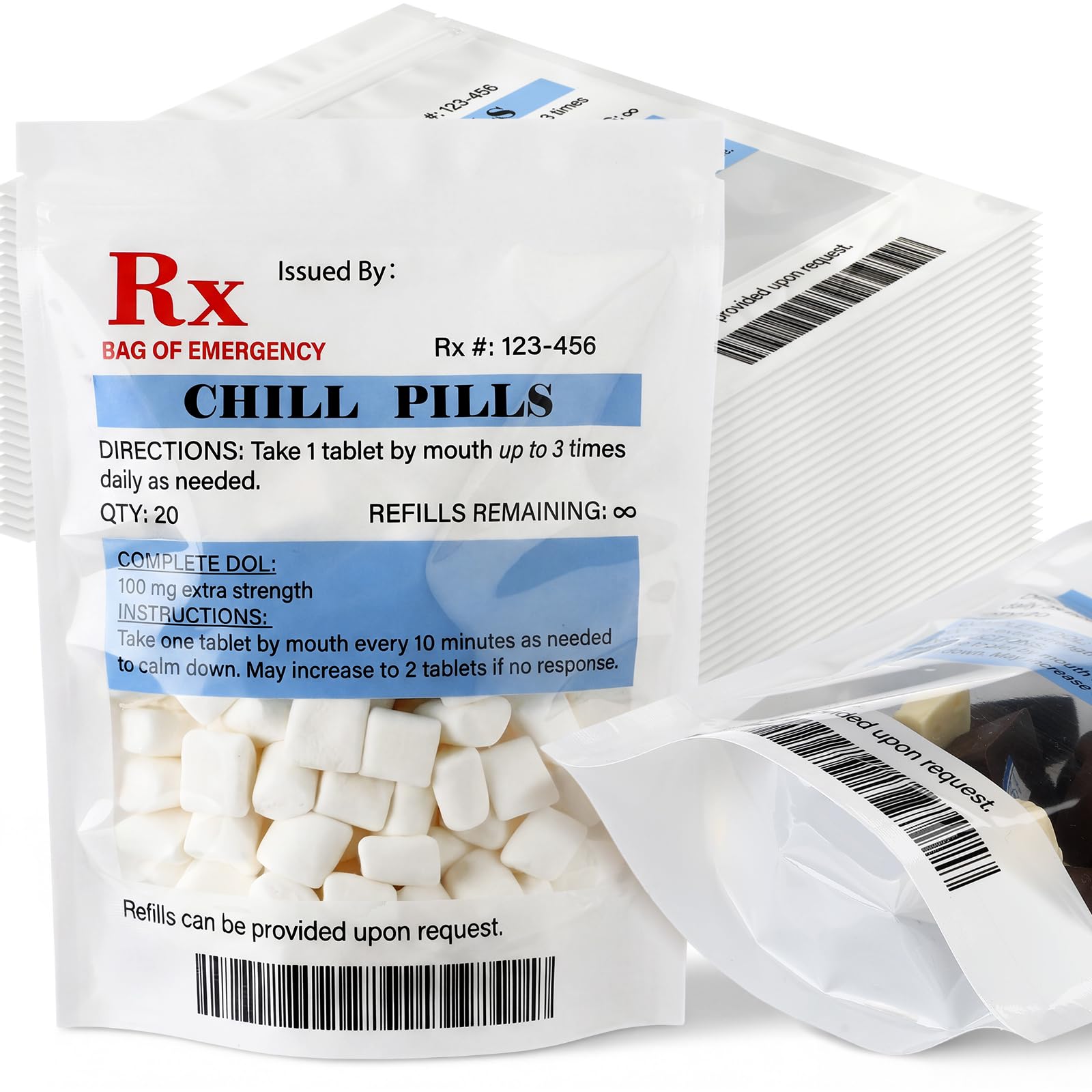 Epakh 50 Pcs Nurse Appreciation Gift Bags Chill Pills Rx Stand up Goodies Cookie Candy Pouch Funny Treat Bags Bulk for Nurse Doctor Medical Pharmacy Technician Graduation Party Favors Supplies Decor