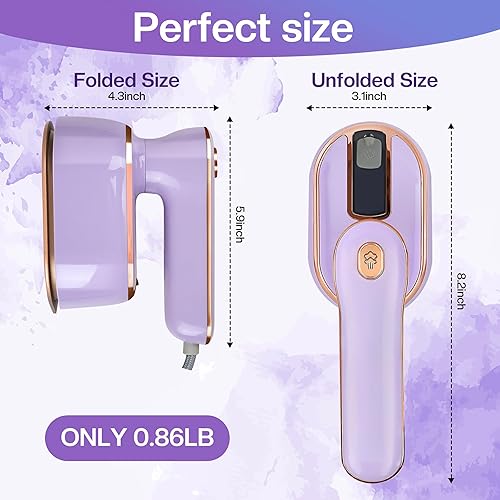 Miniatura 4 de Mini Steam Iron, Travel Steamer for Clothes Portable Mini Iron, Portable Steamer for Dry and Wet Ironing, 970W Handheld Steamer 180 Rotatable