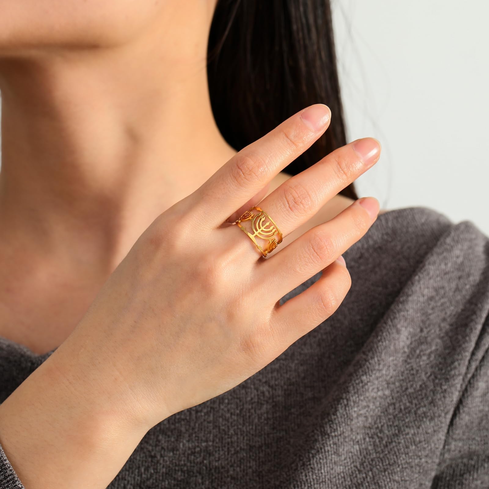 Anello Shema Israel In Acciaio Inossidabile - Gioiello Religioso Ebraico Con Benedizione - Foto 4