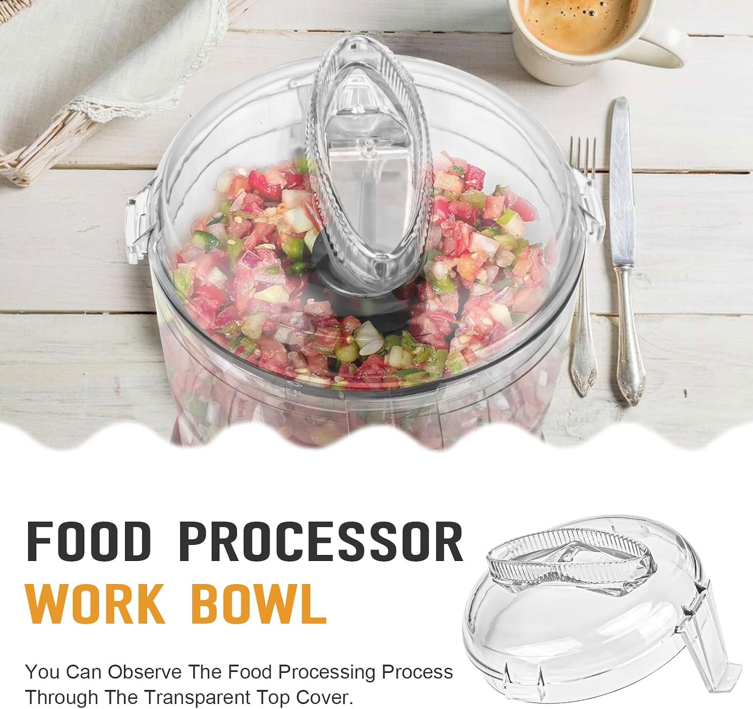 DLC-2AWBC-1 Food Processor lid Replacement for Cuisinart DLC-2A Mini Prep Plus Food Processor 3 Cup,Work Bowl Cover Models