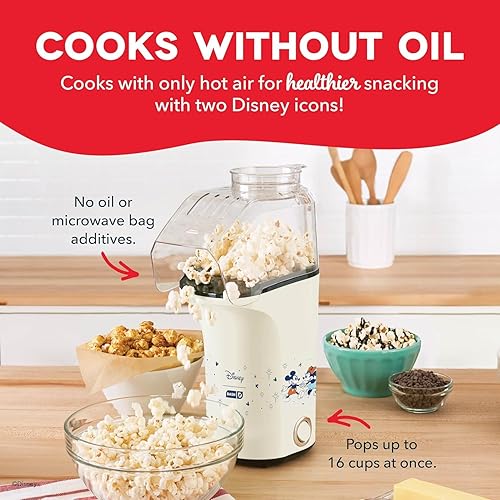 Miniatura 2 de Disney Dash Fresh Pop Máquina de Palomitas - Sin Aceite, Máquina de Palomitas de Aire - Con Taza Medidora y Guía de Recetas - Perfecta para Noches