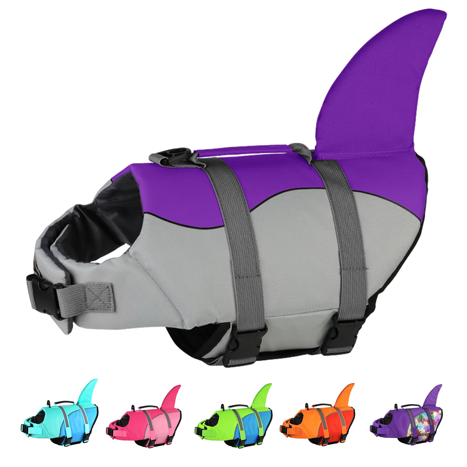 Queenmore Dog Life Jacket Ripstop Shark Dog Safety Vest Adjustable - Main Image