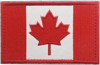 Canadian Flag Maple Leaf Patch Canada Hook Loop Embroidered Sew On Motorcycle Biker Tactical Tags Morale National Emblem Patch for Travel Backpack Hats Jackets Team Uniform (White Red)