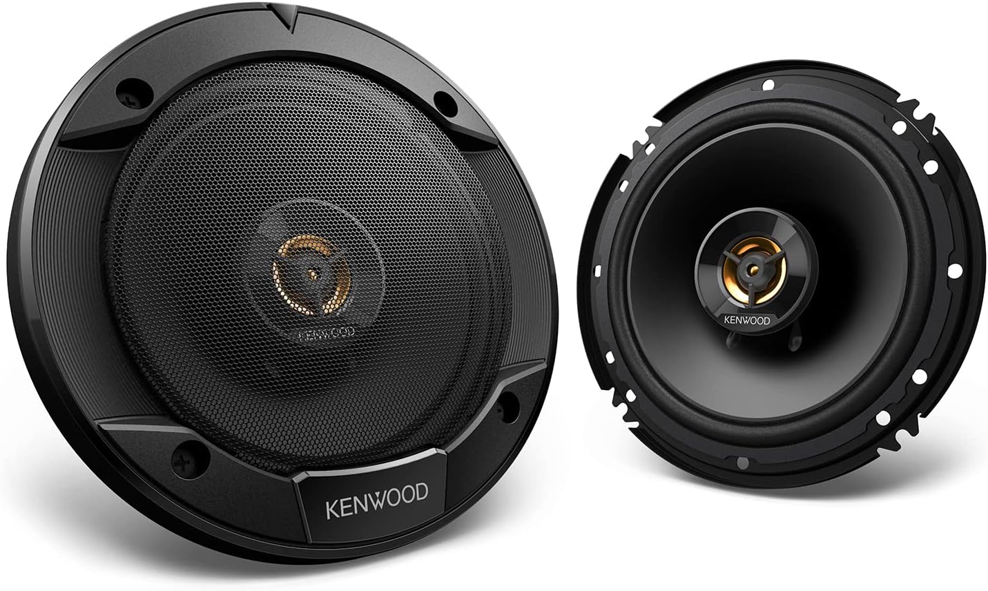 Kenwood KFC-1666R Road Series Car Speakers (Pair) - 6.5" 2-Way Car Coaxial Speakers, 300W, 4-Ohm Impedance, Cloth Woofer & Balanced Dome Tweeter, Heavy Duty Magnet Design