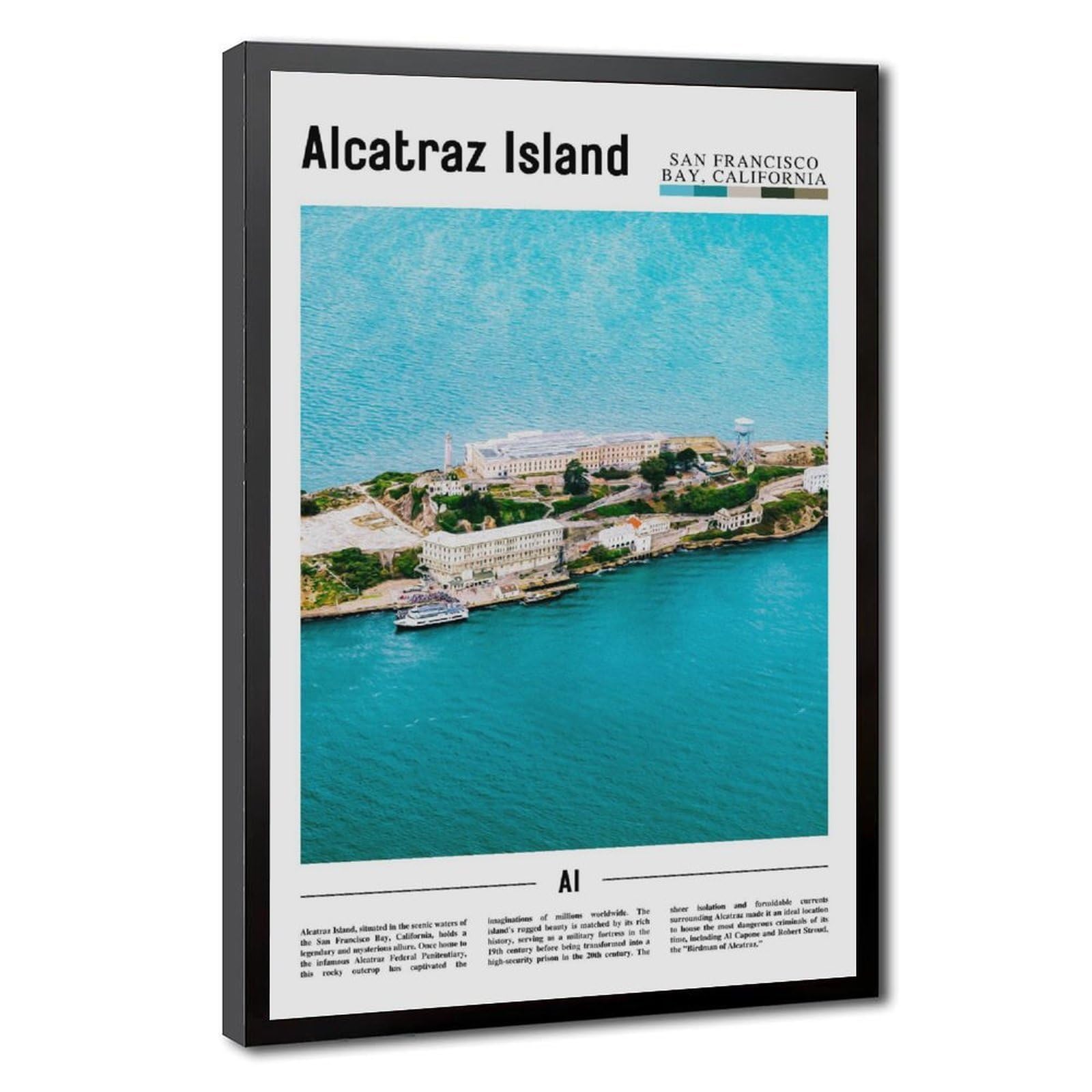 Wcyb Black Frame Alcatraz Islandsan Franciscobay California The United States Of America Scenery Travel Prints Posters Canvas Deco Paintings Wall Art For Office Hangab