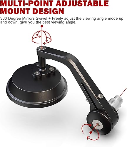 Miniatura 4 de MZS Espejos de extremo de barra, espejo retrovisor para motocicleta, 7/8, hueco, 3 pulgadas, lado redondo, negro, compatible con E-bike Cruiser