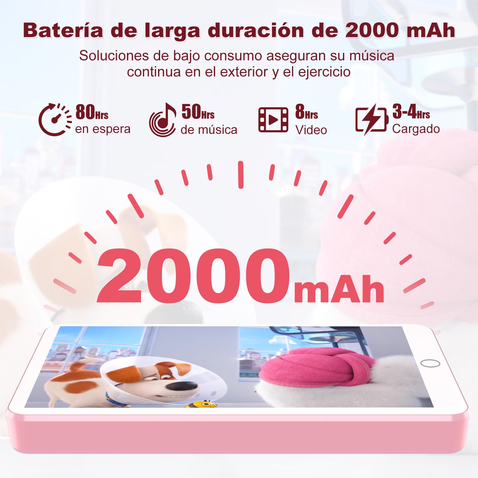 16GB Reproductor MP3 con WiFi Bluetooth, Pantalla IPS táctil 4.02" | Reproductor de música para niños, Reproductor MP4 Android 13 con Spotify, Audible, Deezer, Externo hasta 1TB, Pink