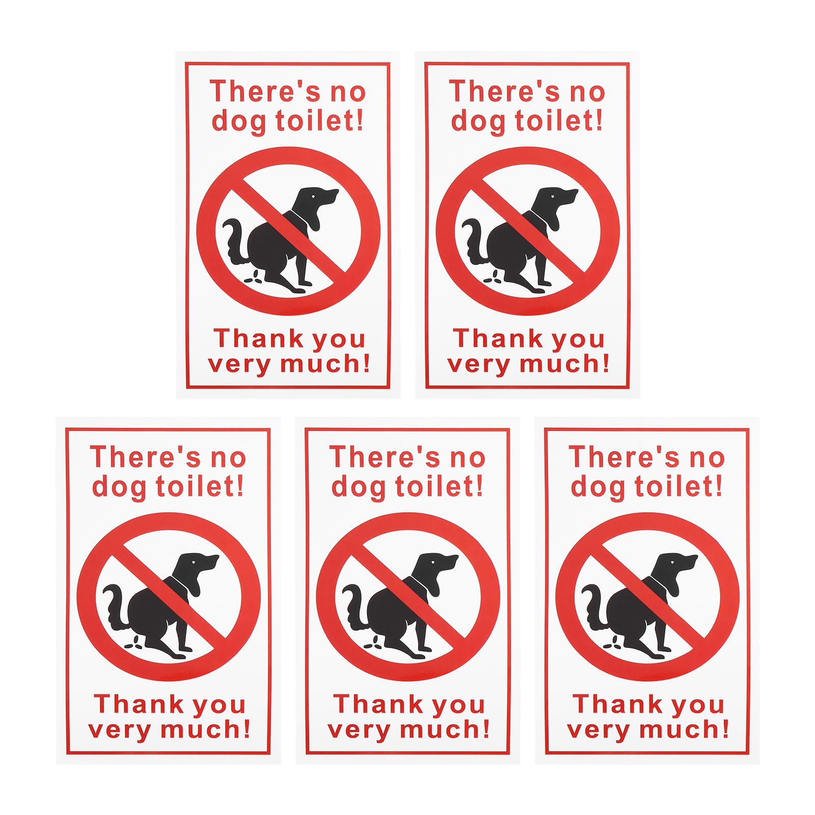 ECSiNG 5pcs English Version There No Dog Toilet Stickers 250x150mm PVC Stickers Used for Outdoor Toilets Outdoor Indoor Waterproof Sign Stickers