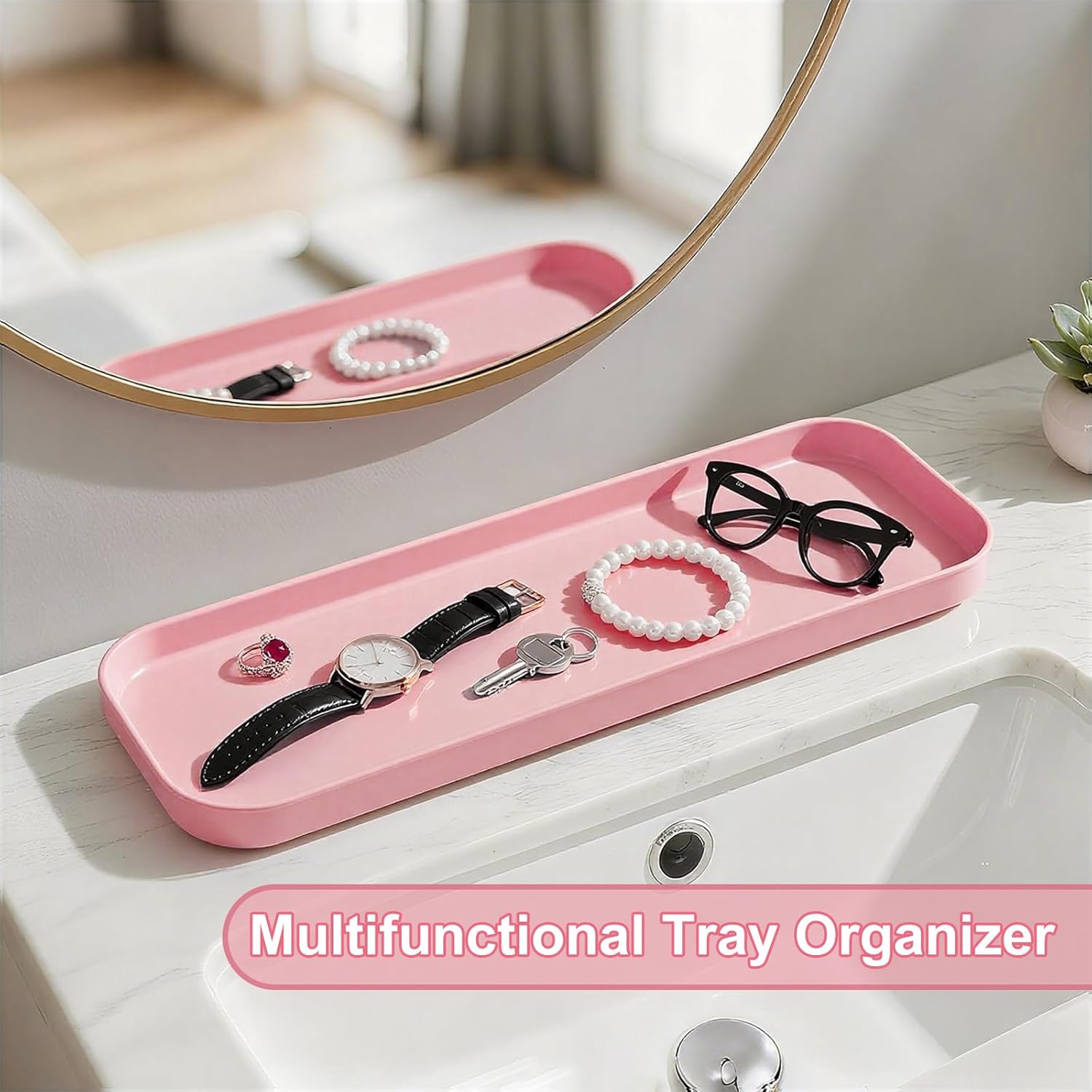 25 Pieces Bathroom Set Pink and Gold Bathroom Accessories Set, Shower Curtain and Rugs, Trash Can, Toilet Brush, Soap Dispenser, Soap Dish, Toothbrush Holder, Tumbler, Tray, Qtip Holder for Home Decor