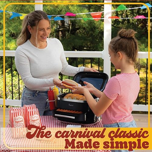 Miniatura 7 de Kusini Máquina de vapor para perros calientes con calentador de bollos, 24 perros calientes y 12 bollos - Vaporizador eléctrico de alimentos para