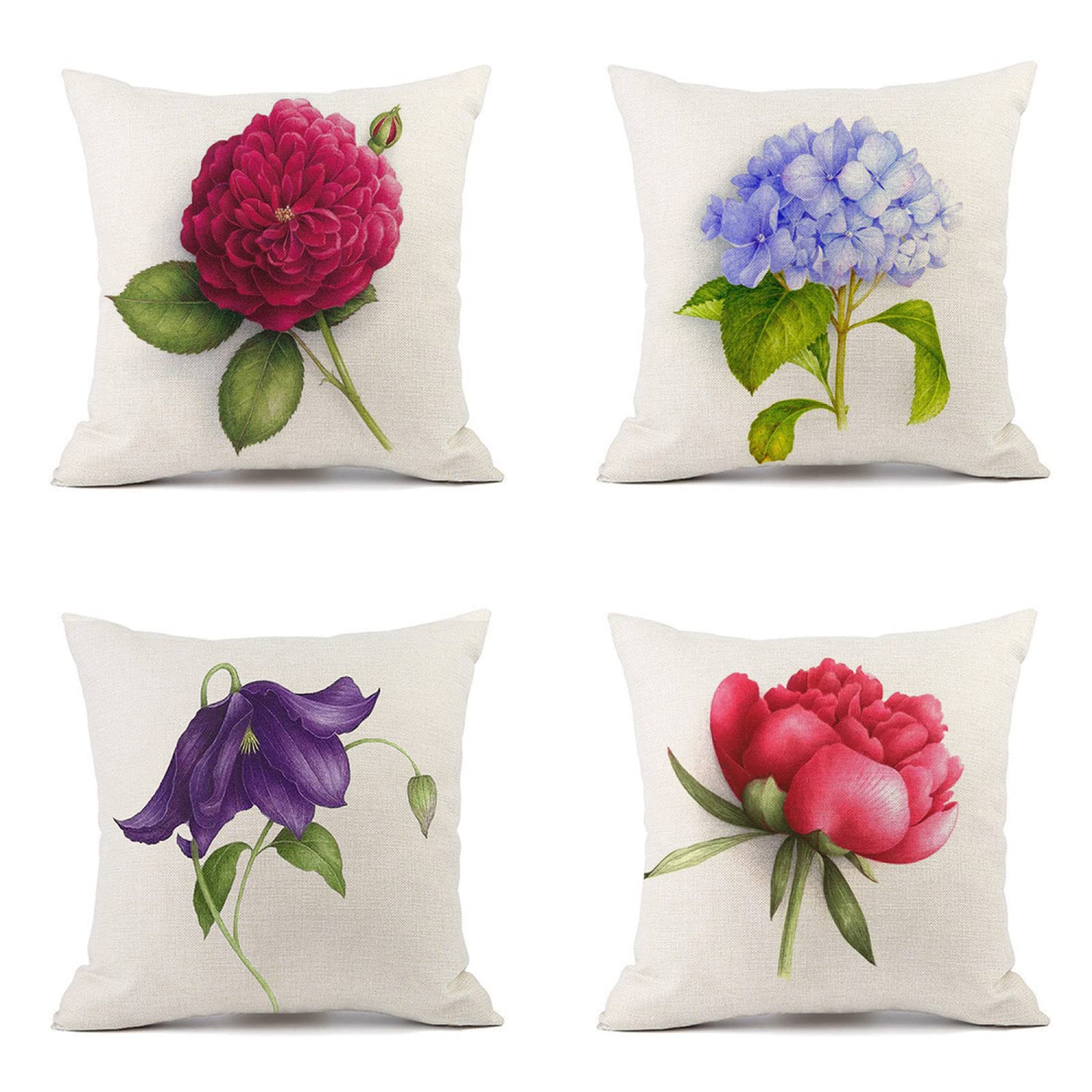 Lot de 4 taie d'oreiller 50x50cm lin housses de coussin moderne