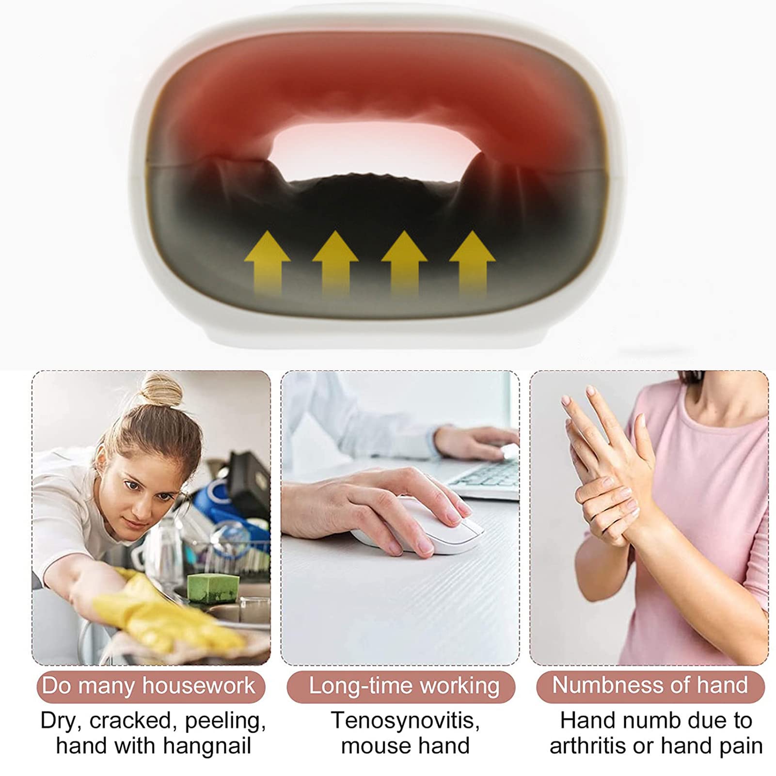 Masajeador eléctrico de manos con compresión de aire, terapia 3D de calor para aliviar el dolor, relajación muscular y apoyo para la artritis