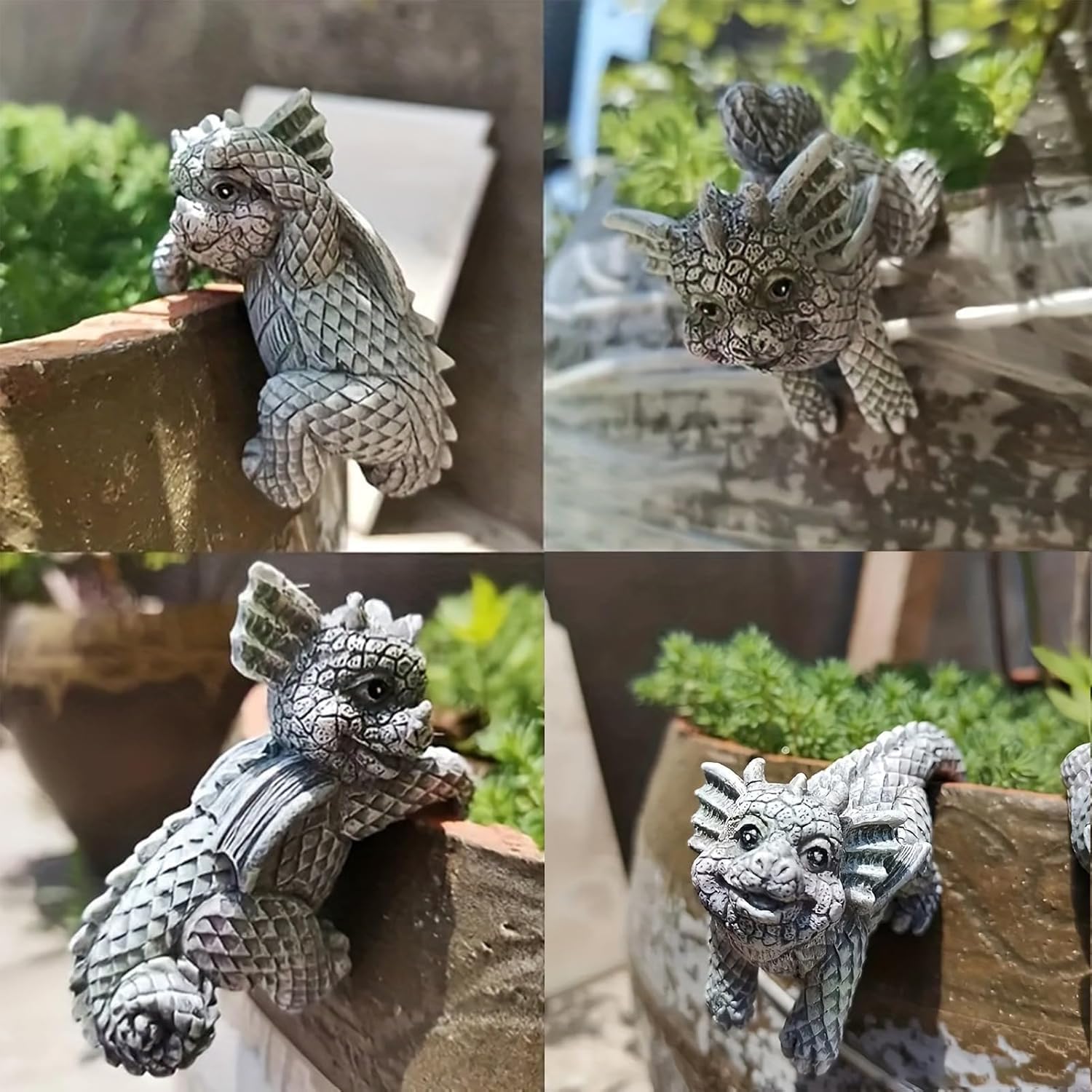 Statue dragon jardin en résine résistante : finitions soignées pour décoration extérieure