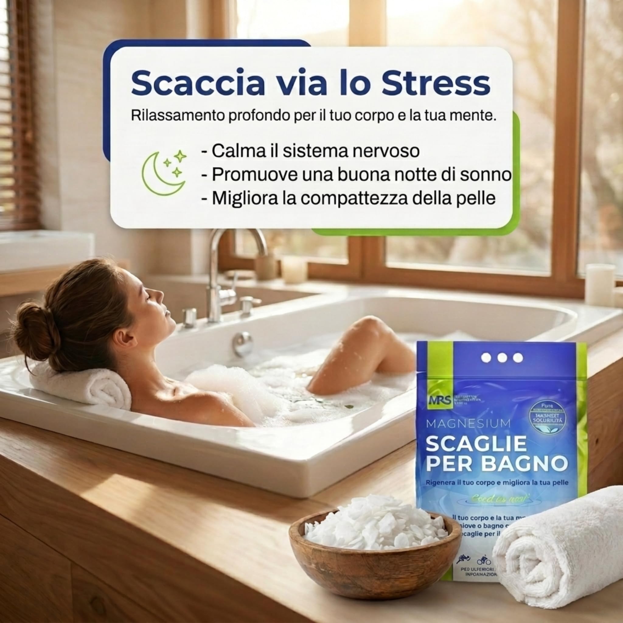 MRS Sali da Bagno Fini al Magnesio, Sale di Epsom, Sali da Bagno, Per trattamento Muscoli e Piedi, Rigenera il Corpo e la Mente, Sistema Rigenerante al Magnesio, 4kg - 8.8 lb
