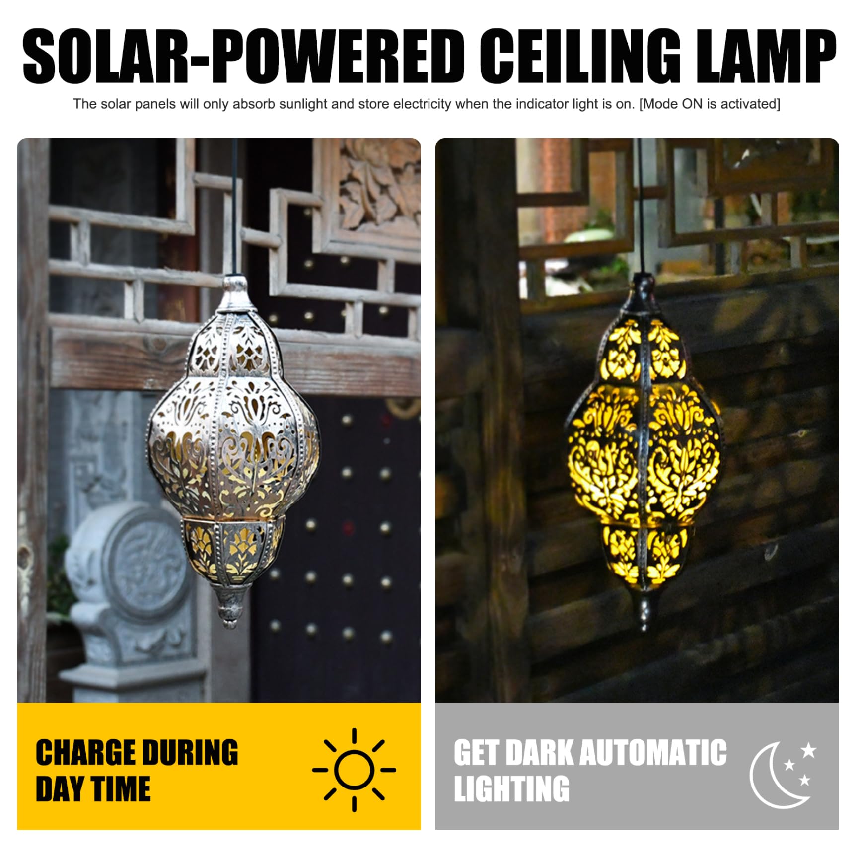 Faroles solares marroquíes para Exteriores, Luces solares Colgantes Impermeables, faroles Decorativos Huecos para jardín, Patio, césped, Porche, Regalos de inauguración de la casa.