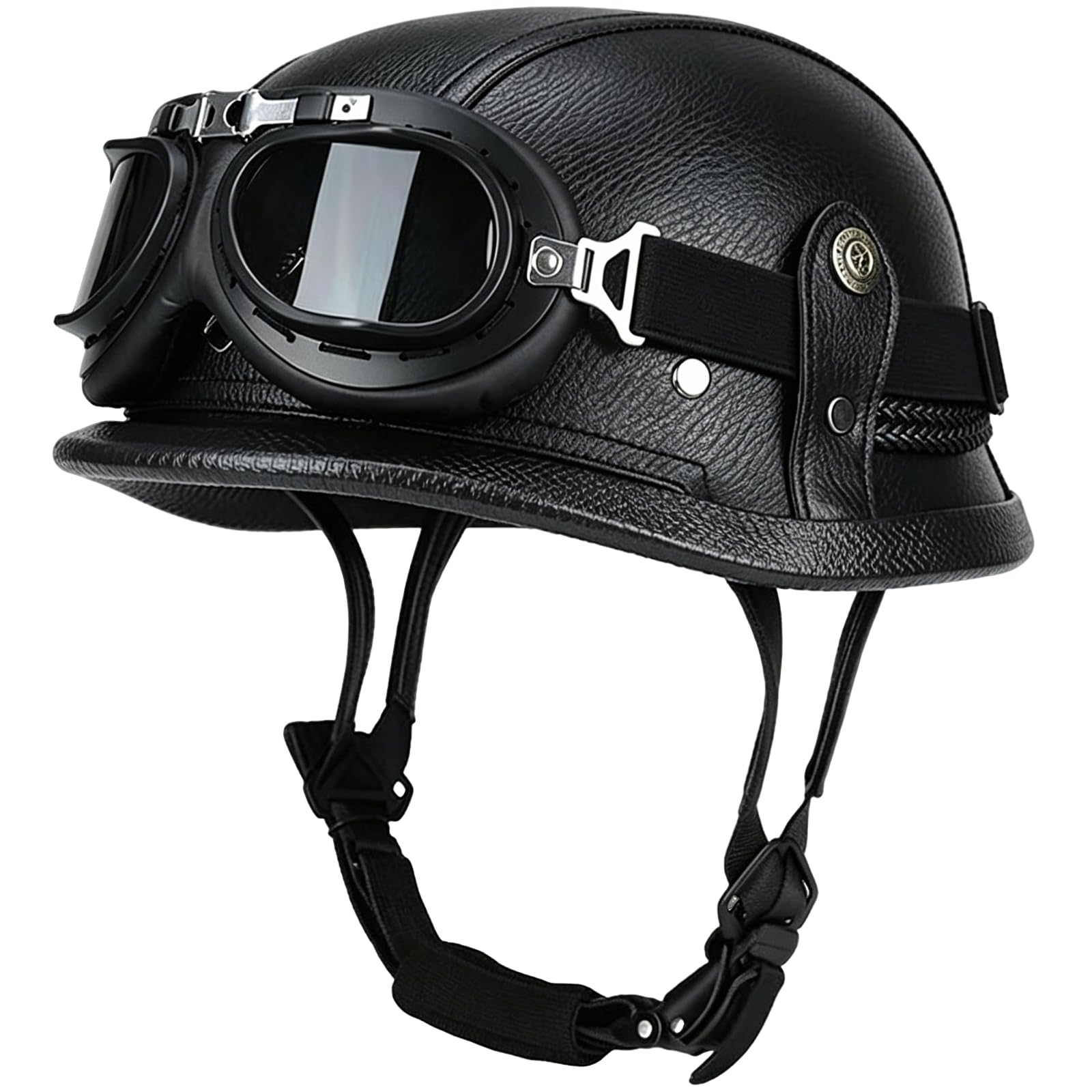 SHIZICONG German Style Motorcycle Helmet Leather Bucket