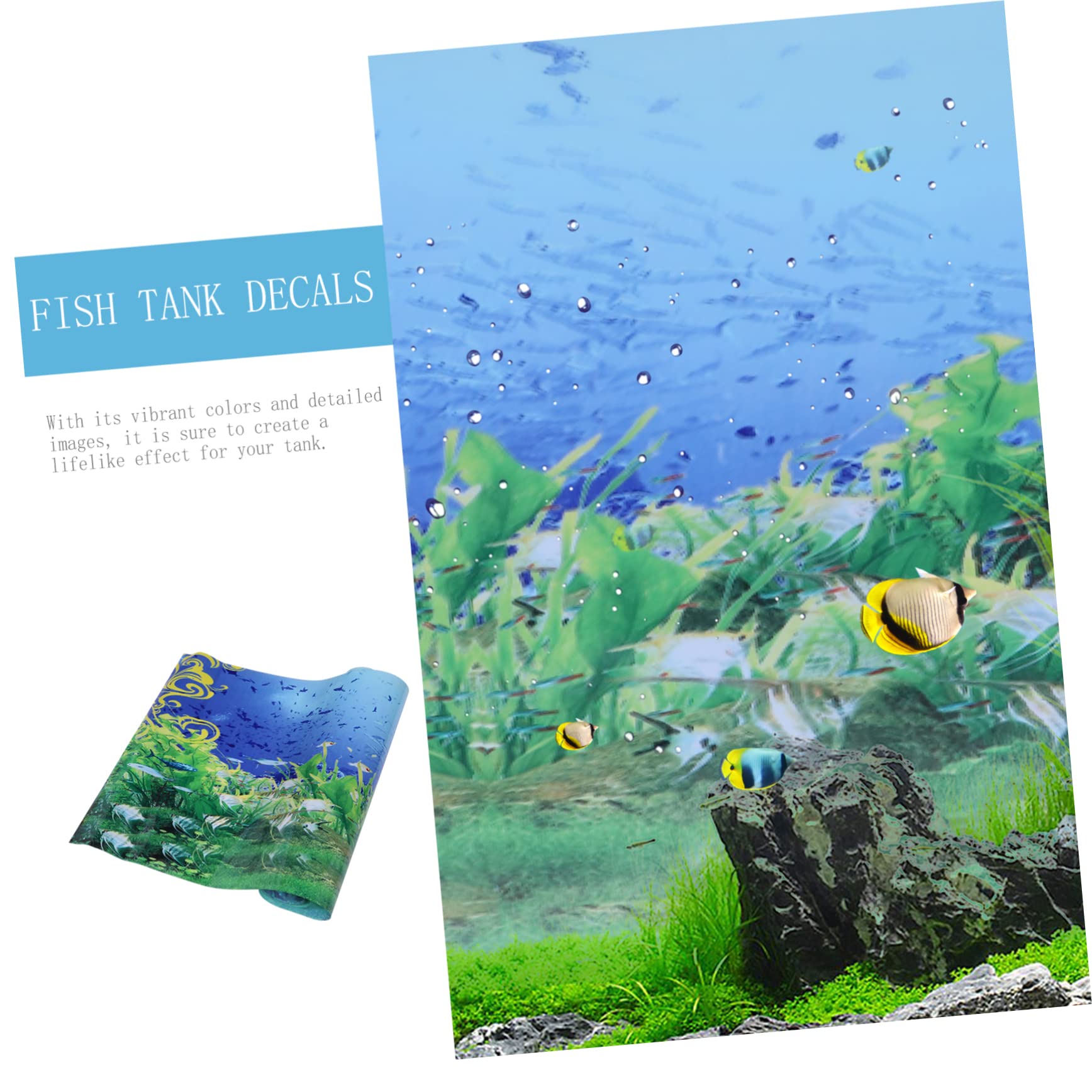 BESPORTBLE 2pièces Stickers De Fond Aquarium Décoratifs pour Poisson Peint sous-Marin pour Décoration De Réservoir Et Mur