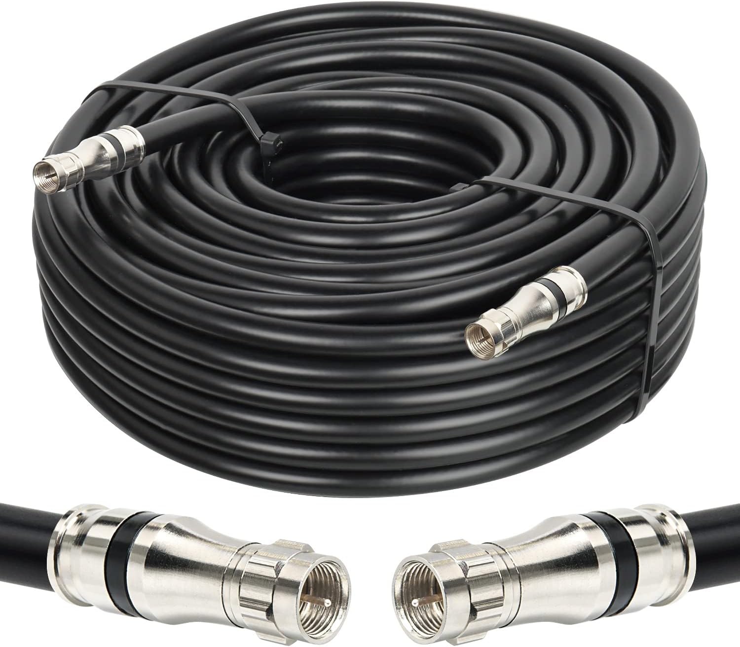 MOOKEERF RG11 Coaxial Cable 100ft,Low Loss 14AWG RG11 Coax Cable 75ohm with F Type Connector High Definition for CATV,Satellite Dish,VHF/UHF,Radio,TV Antennas