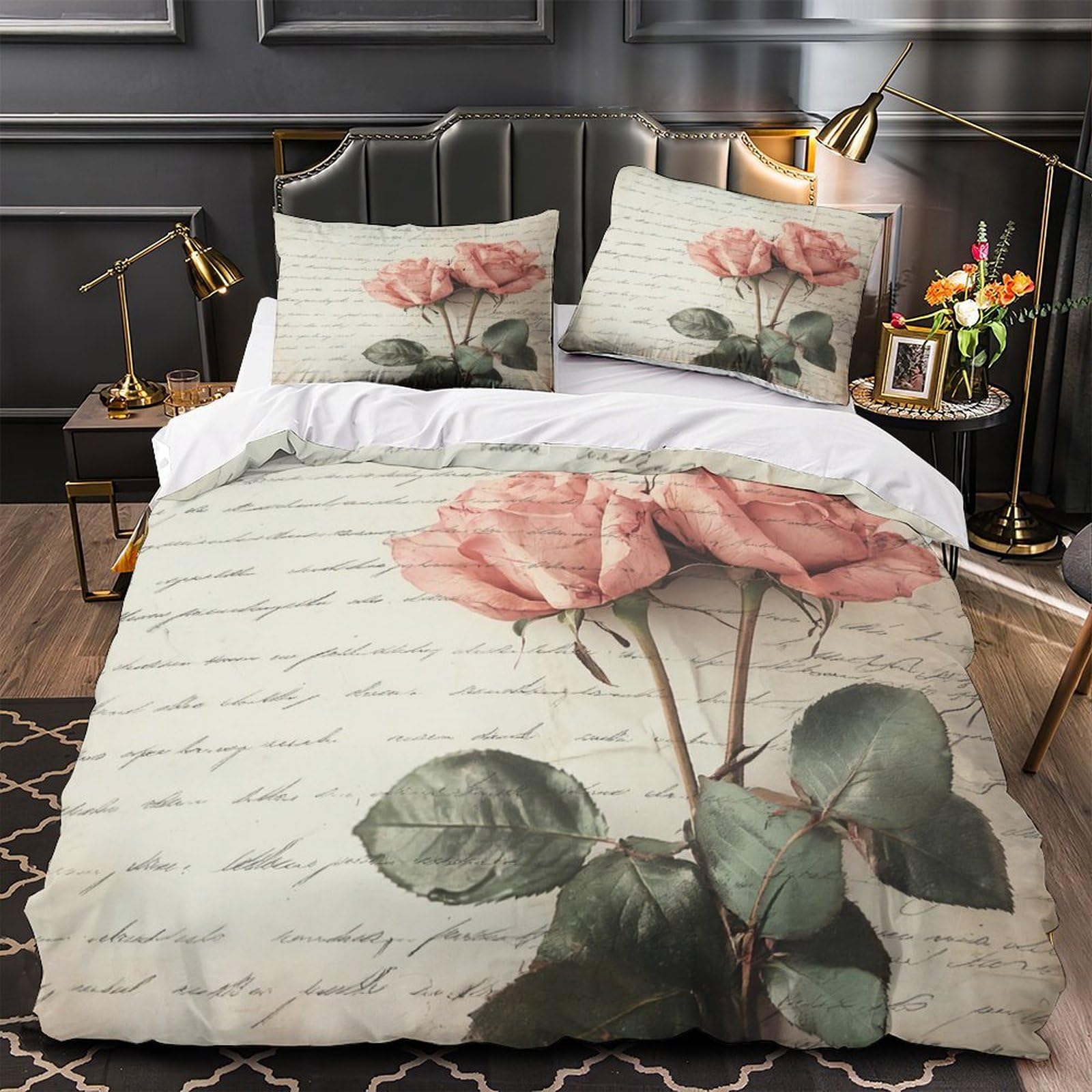 Housse de couette hypoallergénique imprimée 3D lit simple 135x200 en microfibre
