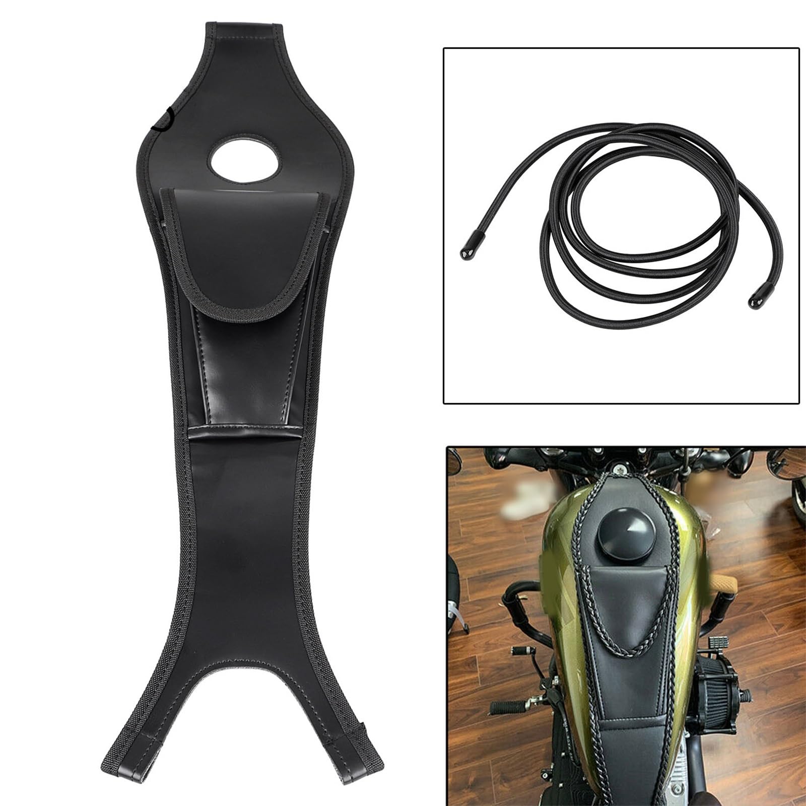 Biberon De Réservoir Carburant avec Pochette en PU pour Sportster Custom XL1200C 883C Low XL1200L XL883L 2004-2023