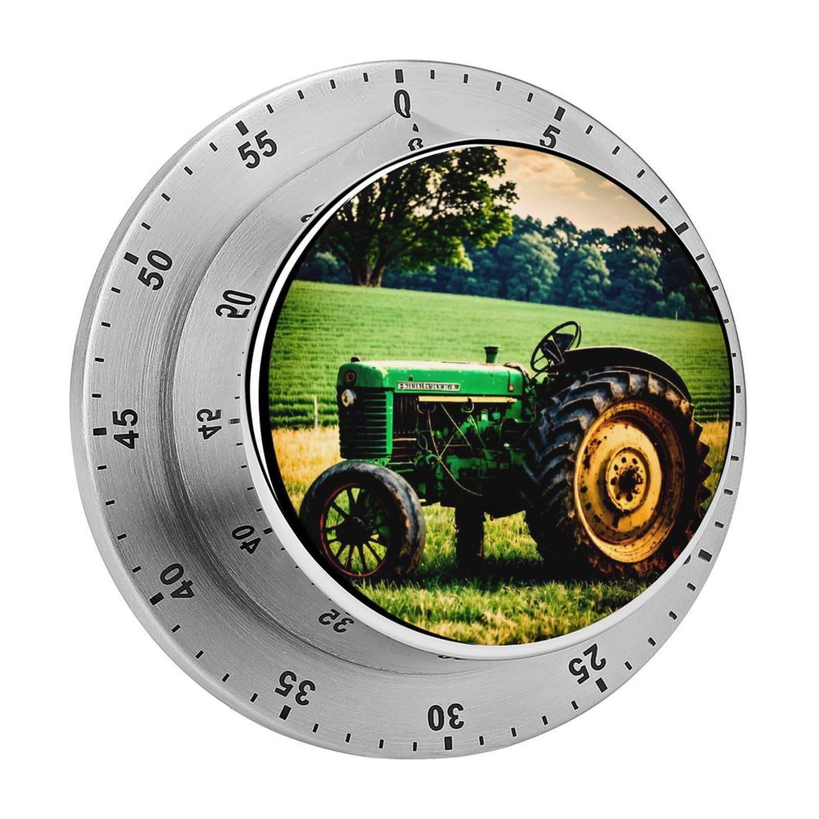 Old Tractor Timer with Loud Alarm Precision 60 Minute Wind Up Timer Portable Manual Countdown Timers Exquisite Stainless Magnetic Kitchen Timers for Cooking Chef Clock