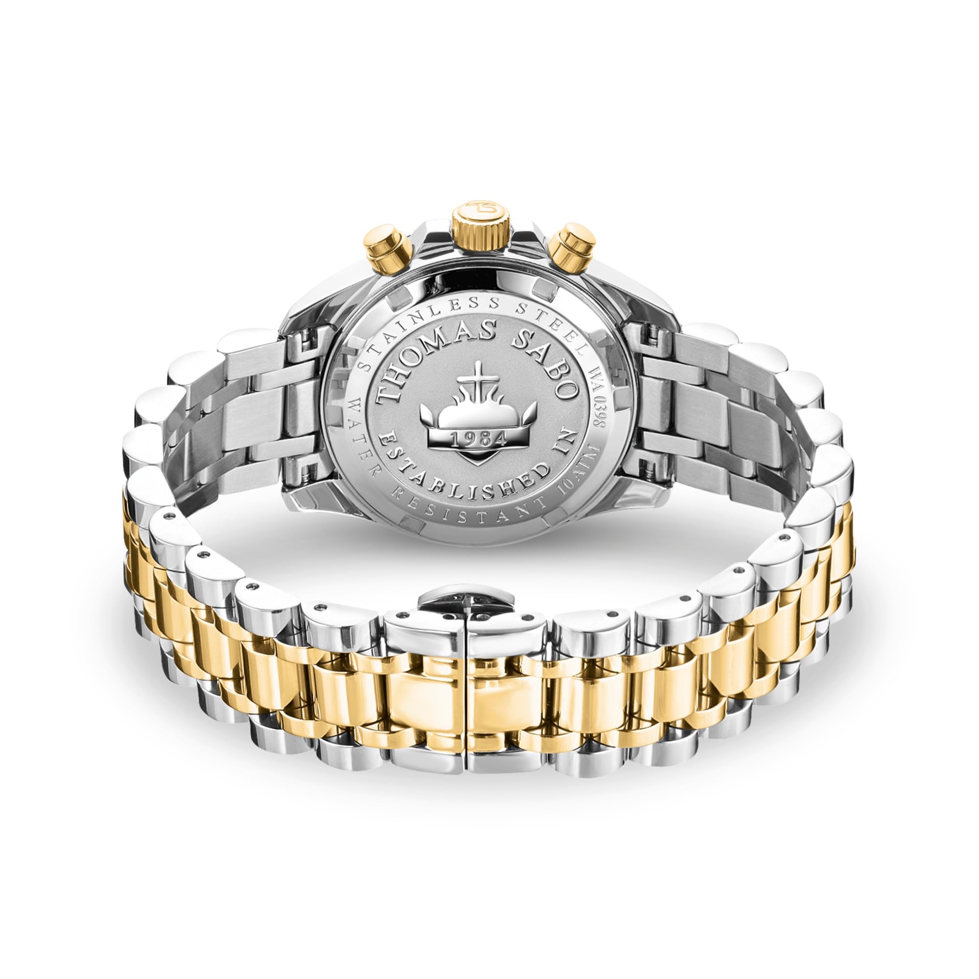 THOMAS SABO Uhr Divine Chrono mit Zifferblatt in Schwarz gelbgoldfarben Edelstahl, Edelstahl Silberfarben
