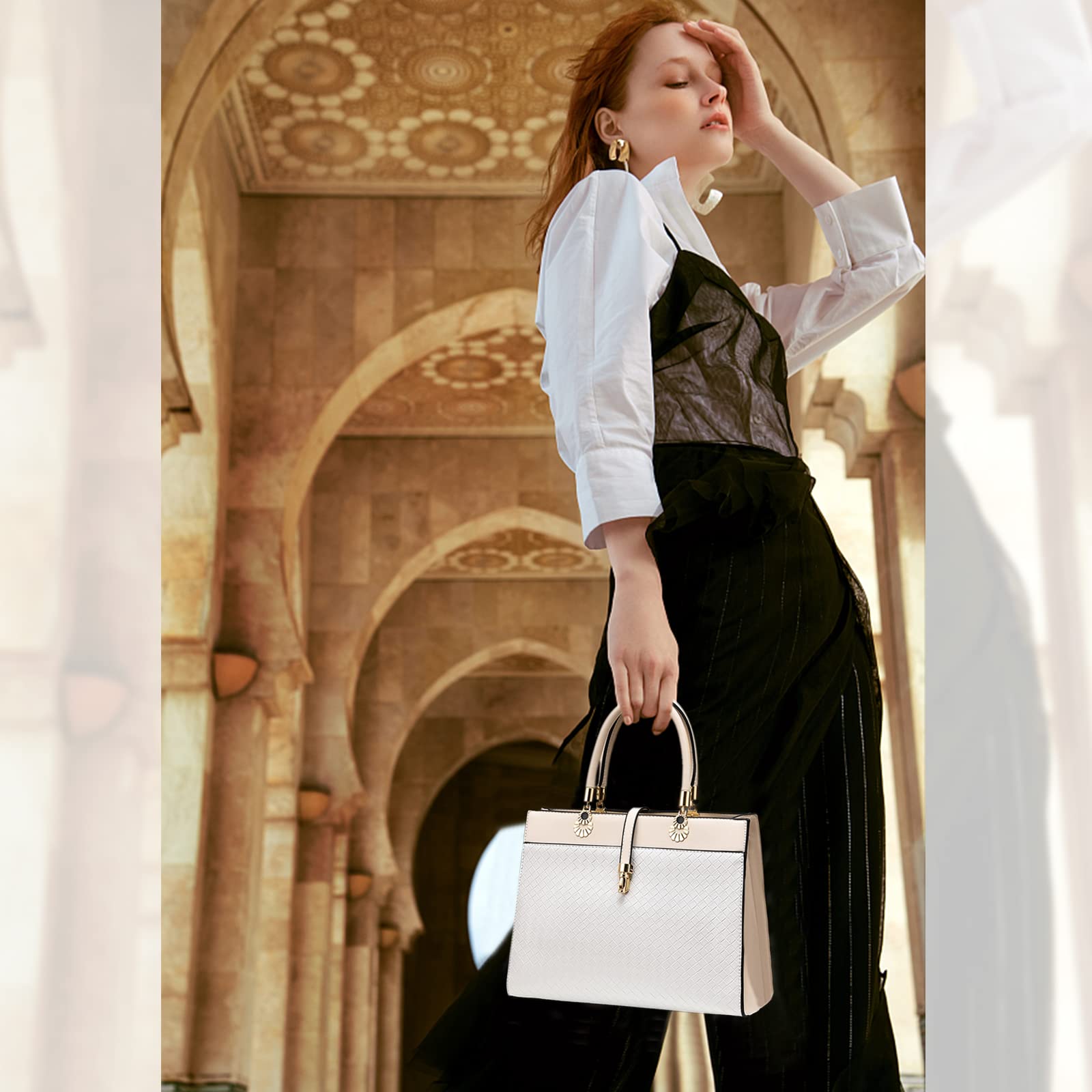 NICOLE & DORIS Sac à Main Femme Mode Sac Fourre Tout Compartiments Multiples Sac à Bandoulière Cuir PU Sac Epaule Chic et Elégant Sac Besace pour Ville Travail Business