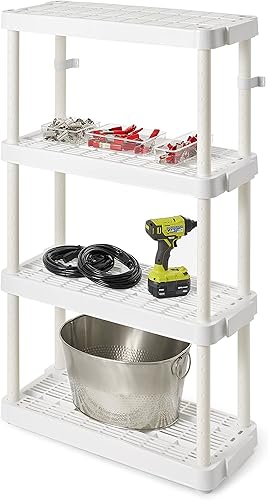 Miniatura 6 de Gracious Living Estantería de servicio mediano ventilada ajustable de 4 estantes de 14 x 32 x 54.5 pulgadas, sistema organizador para el hogar,