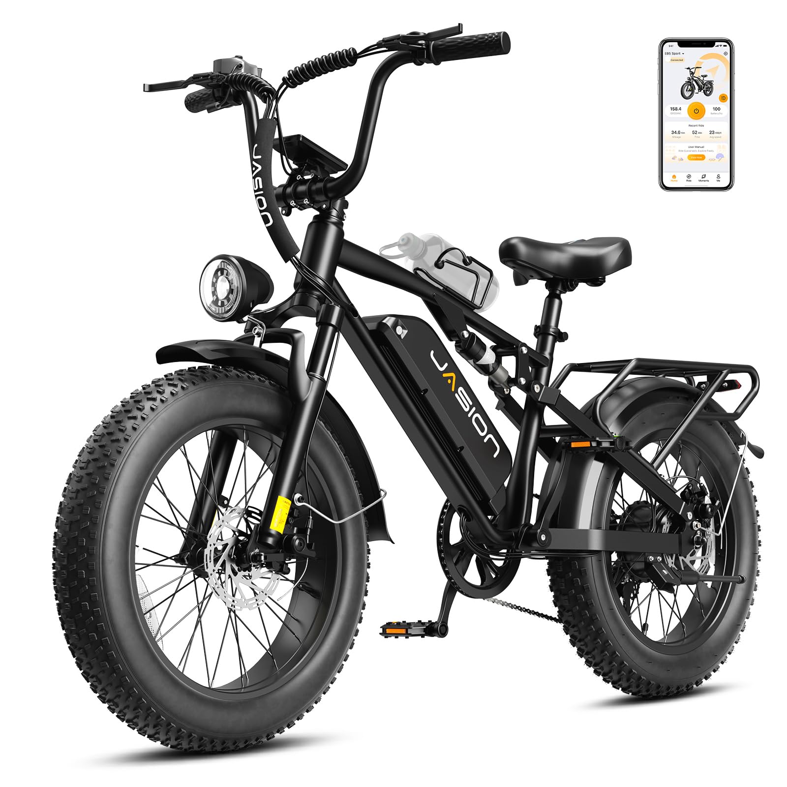 Jasion Thunder PRO/ST Electric Bike,2000W Peak Ebikes for Adults,26''Fat Tire Best Ebike for Men,90 Miles with 1040Wh Battery,35 MPH Max Speed Bicycles,500 lbs Capacity,Certified By UL2849