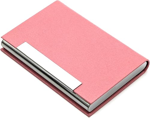 Miniatura 5 de Tarjetero de lujo para tarjetas de presentación, de piel sintética y acero inoxidable, soporte para varias tarjetas negocio, tarjetas de crédito