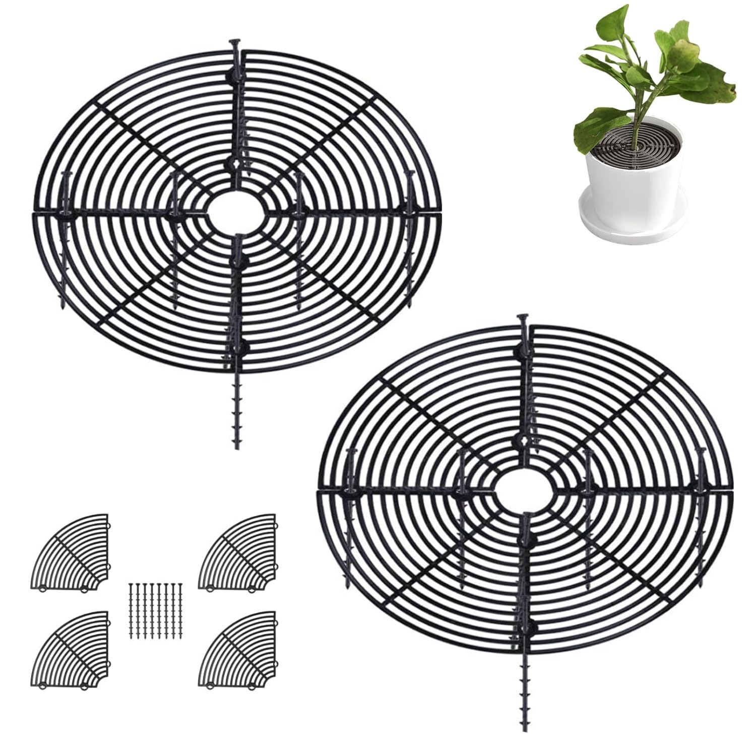 Grille Protection Plante,2 pièces 30 cm Protections de Sol pour Pot de Fleurs,grilles pour Pot de Fleurs,Protection Contre Les Chats,Les Enfants,Les Animaux domestiques