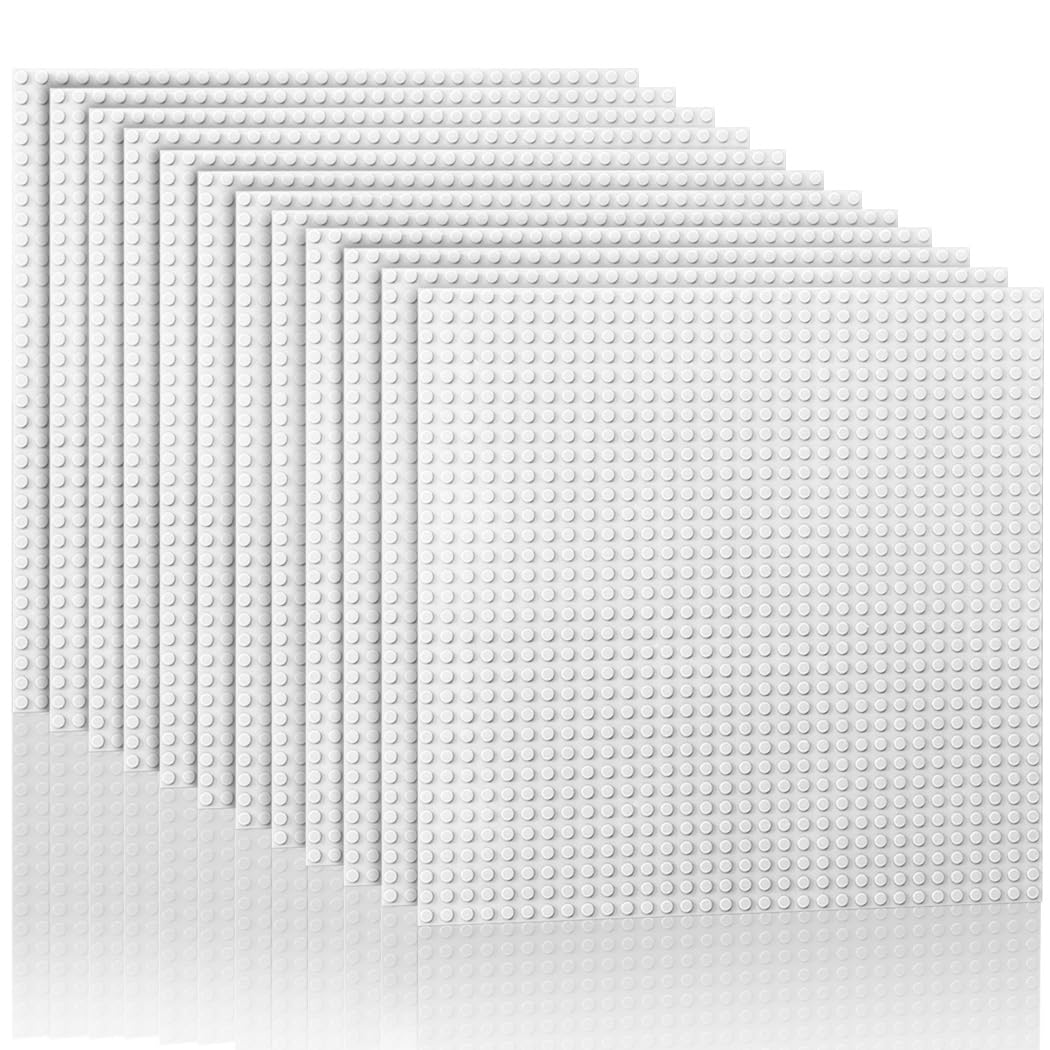 Lekebaby 16 Pack Classic Base Plates,25.5 x 25.5 cm Building Board Baseplates 100% Compatible with All Major Brands,White — image 1