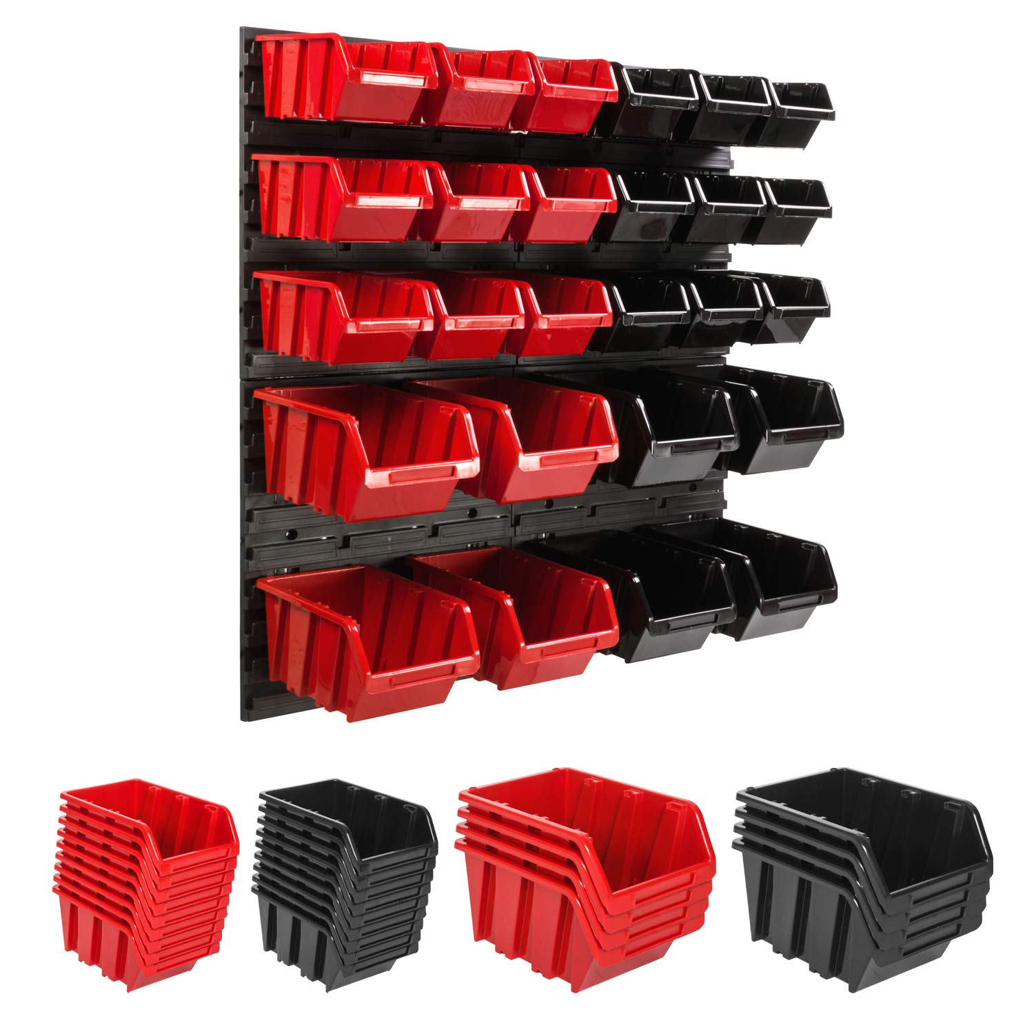 Lagersystem - Mensola da parete, 78 x 78 cm, supporti per attrezzi, scatole impilabili, scaffali per riporre oggetti, pannelli a parete extra forti, scaffali espandibili
