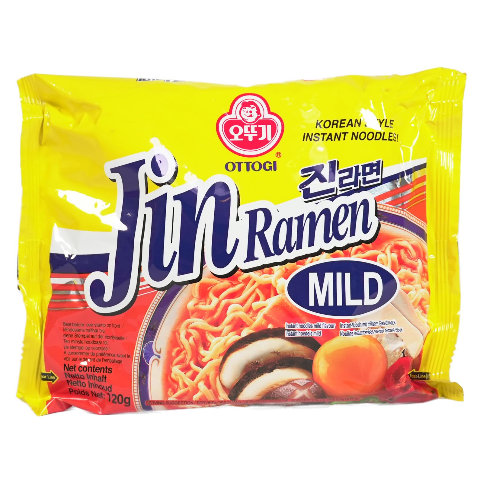40er Pack (40x120g) Ottogi Jin Ramen mild + 2 Papa Vo Chopsticks