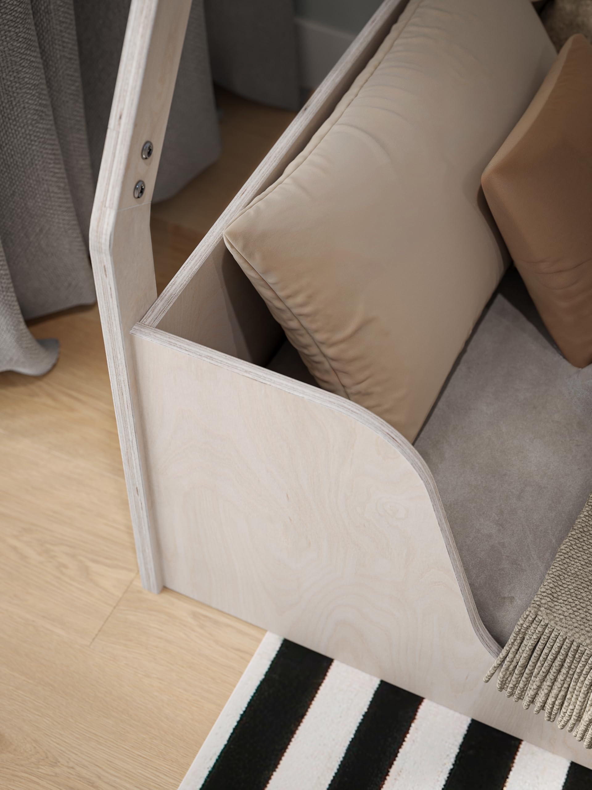 OSONO | Nido Fort S Hausbett Kinder 120x200 cm aus Naturholz | Montessori Bodenbett mit Rausfallschutz & Lattenrost | Kinderbett im skandinavischen Stil