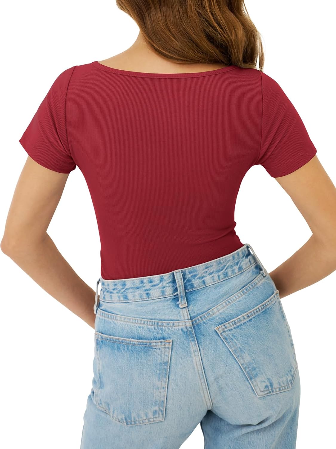 Women's Boat Neck Tops Ribbed Short Sleeve T-Shirts Slim Fitted Tight Y2k Basic Tee Spring Clothes 2026 Summer Trendy - Image 5