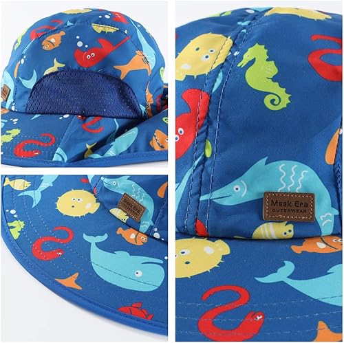 Miniatura 4 de LLmoway Sombrero de playa para niños y niñas, UPF50, sombrero de ala ancha con solapa para el cuello