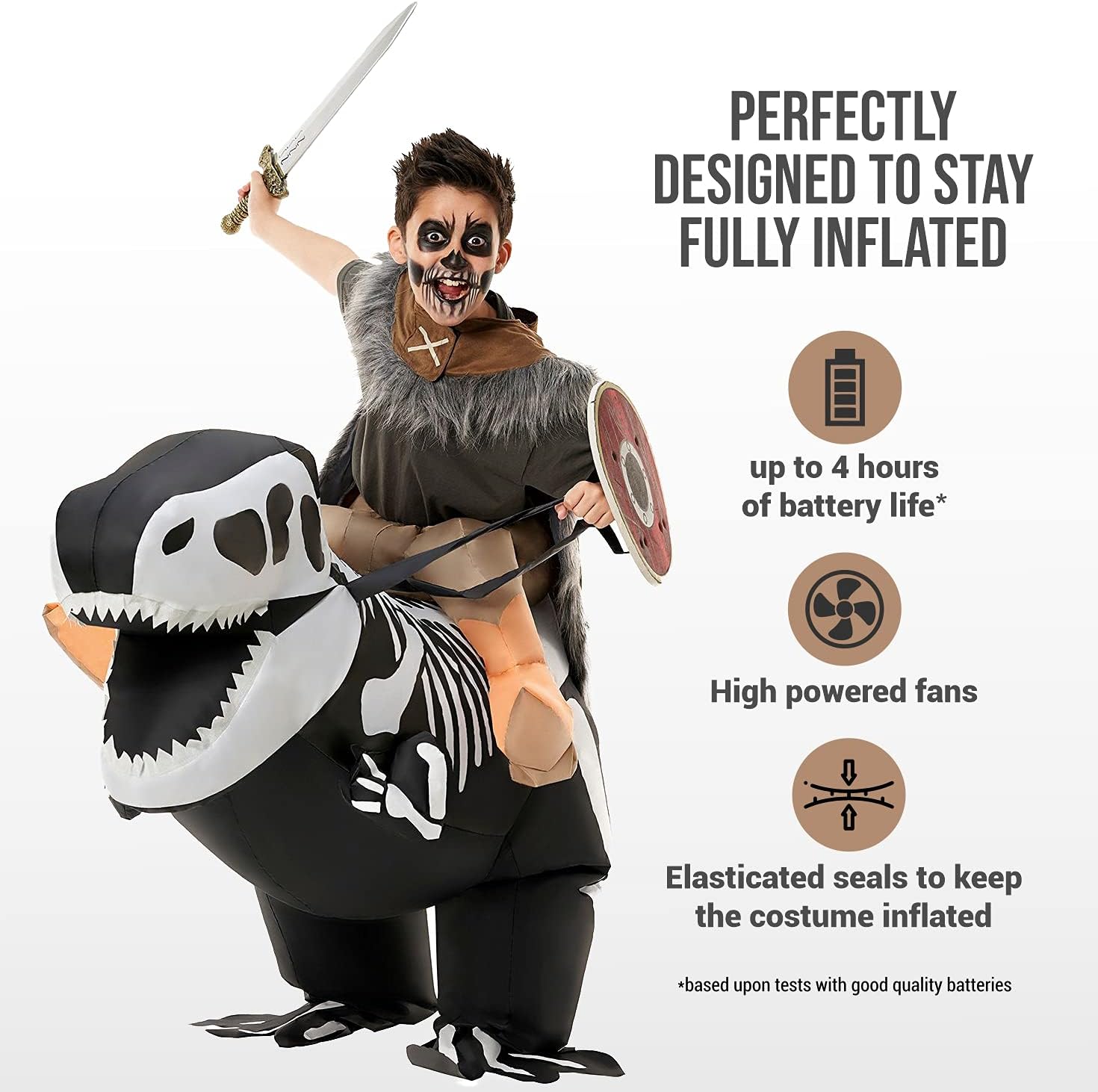 Morph Inflatable Skeleton Dinosaur Costume Kids, TRex Blow Up Skeleton Dinosaur Costume, Inflatable Dino Costume Kids