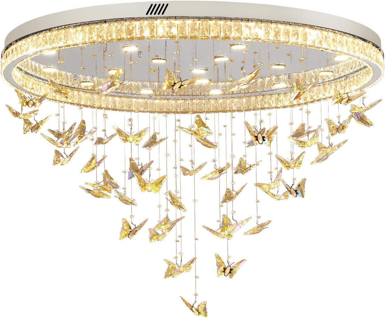 Butterfly Chandelier Silver 48in Modern Crystal Raindrop Chandelier Lighting Flush Mount Ceiling Chandeliers for Living Room 20XGU10