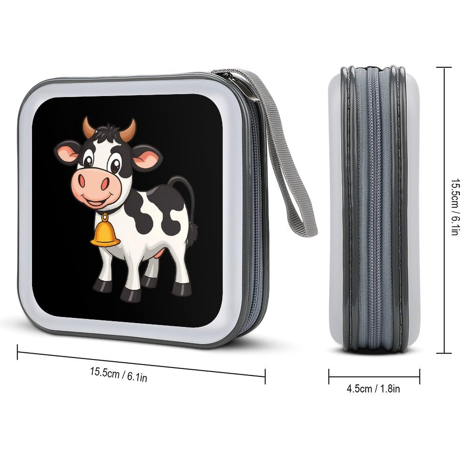 Cow Dairy Farming CD Case Portable DVD Holder Storage Organizer for Home Travel