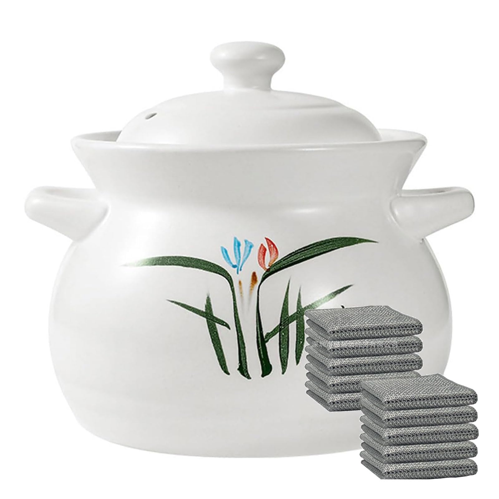 Casserole High-Temperature Resistant Soup Pot Gas Stove Ceramic Clay Pot for Home Cooking and Stews,3.5L