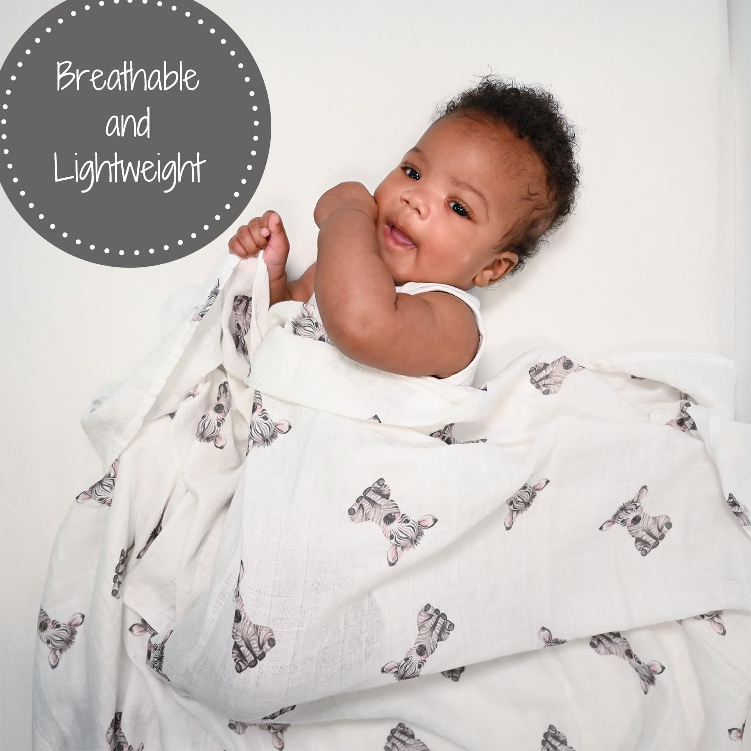 LollyBanks Soft Cotton Swaddle Blanket - Muslin Blanket 47 x 47 inches, Animal Print for Boys & Girls - Image 5