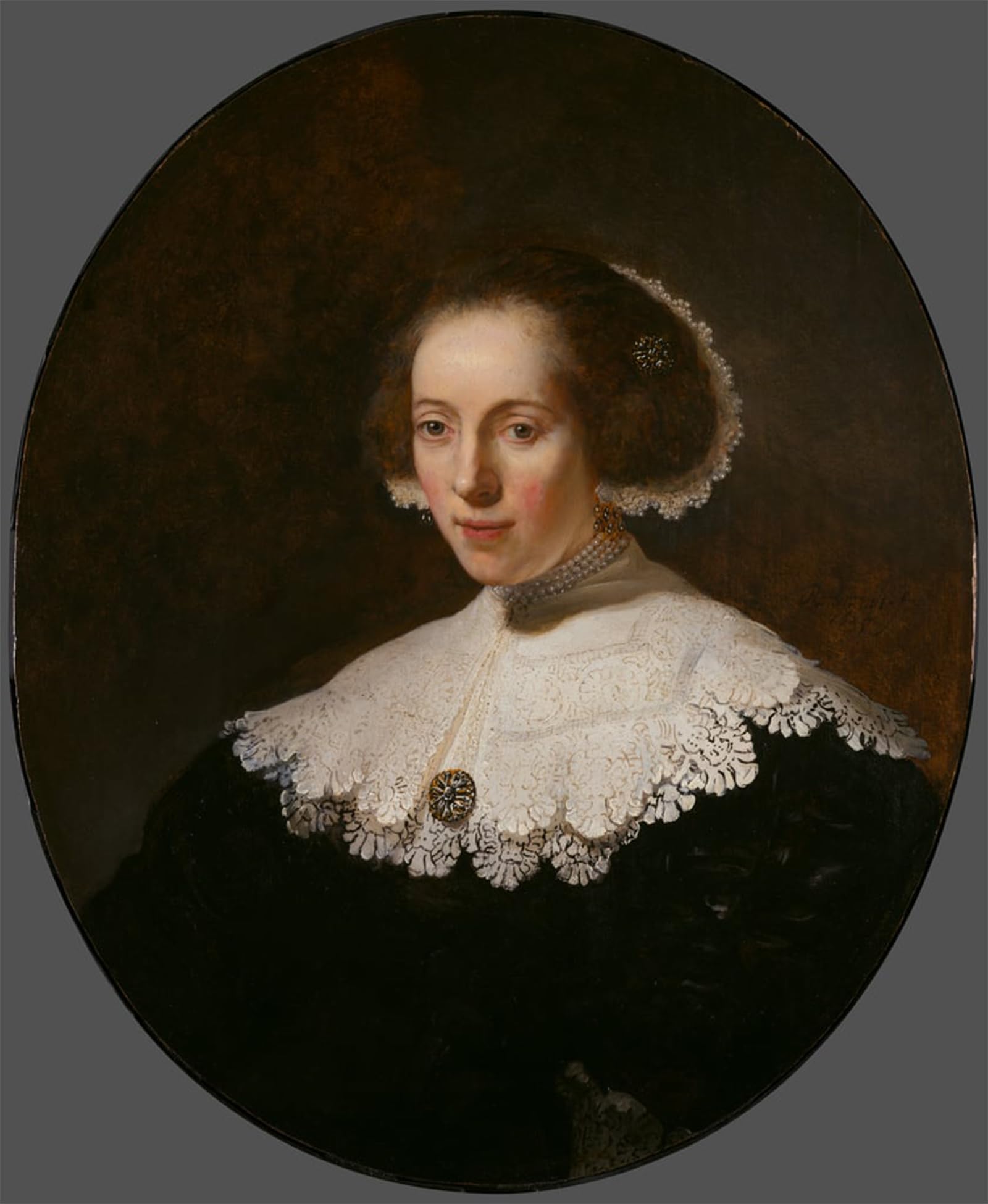Cuadro en lienzo Ritratto di donna de Rembrandt, arte de pared clásico de 60x90cm 5