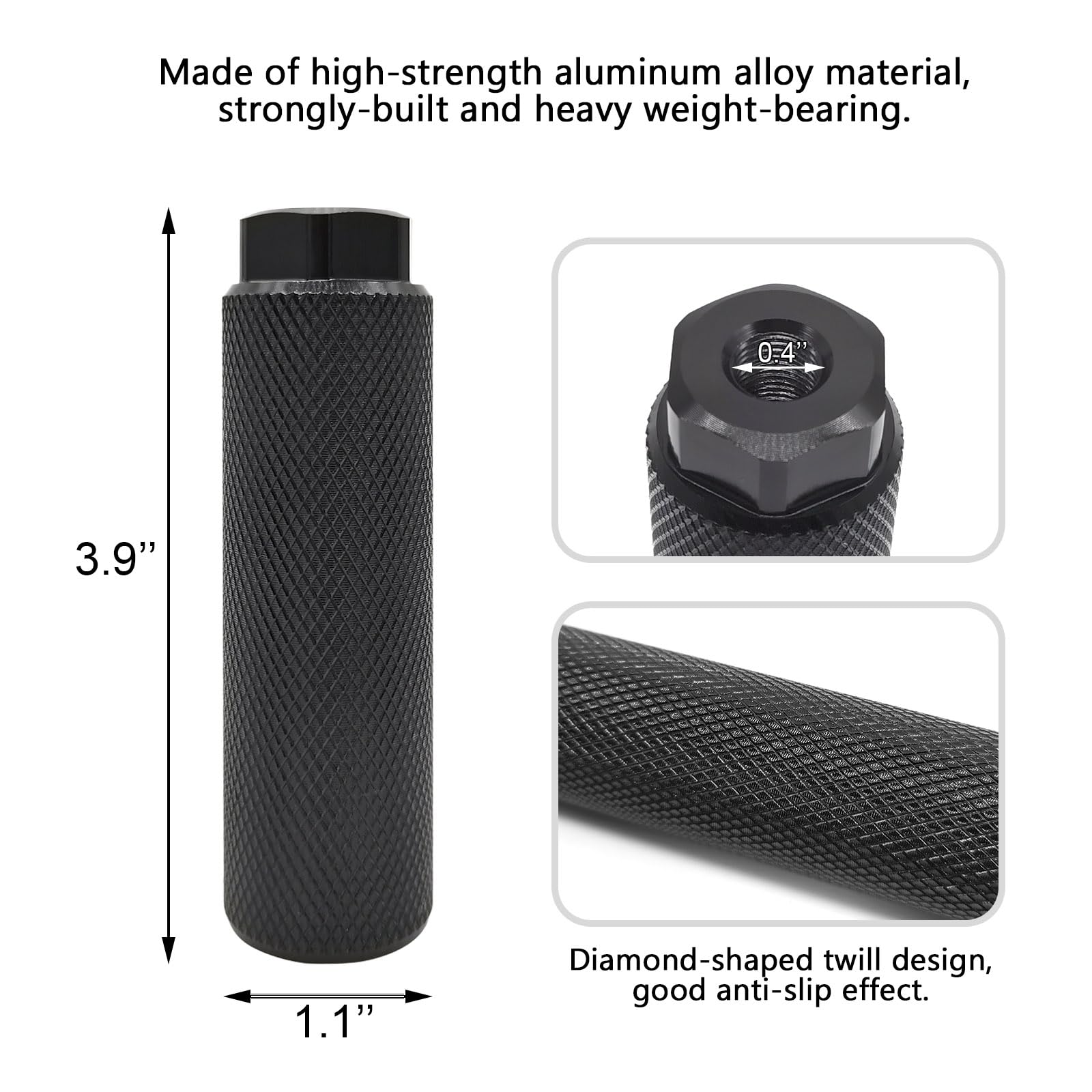 2pcs Bike Foot Pegs Aluminum Alloy Bicycle Pegs Mountain Bike Cycling Rear Stunt Pegs Fit 3/8 inch Axles (Black)